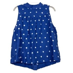 Anthropologie Blue Polka Dot Sleeveless Blouse